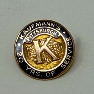 Kaufmann's Pittsburgh 20 Years Service Award Pinback 10K Gold